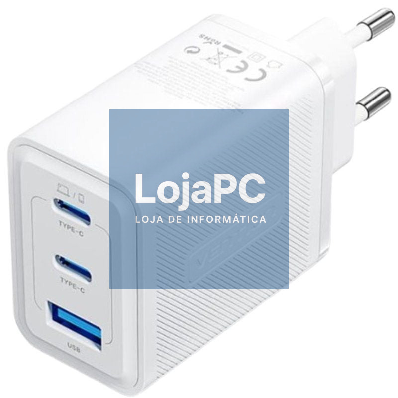 Carregador de parede GaN Vention FERW0-EU/ 2xUSB Tipo-C/ 1xUSB/ 65W