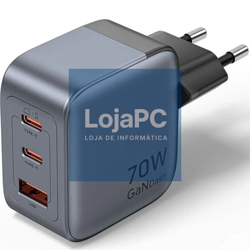 Carregador de parede GaN Vention FEXH0-EU/ 2xUSB Tipo-C/ 1xUSB/ 70W