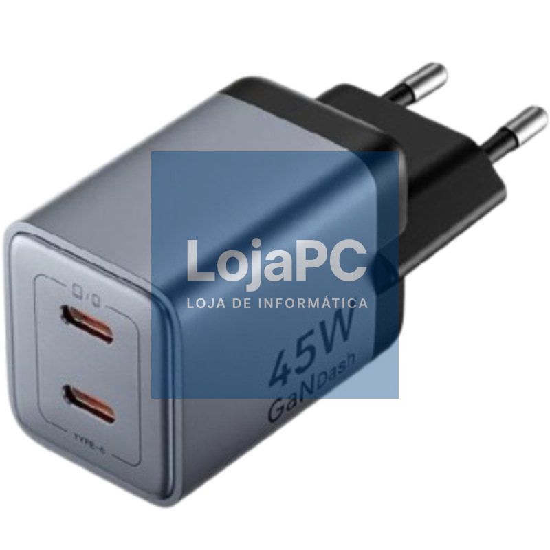 Carregador de parede GaN Vention TZ-FCDH0-EU/ 2xUSB Tipo-C + Cabo USB Tipo-C/ 45W