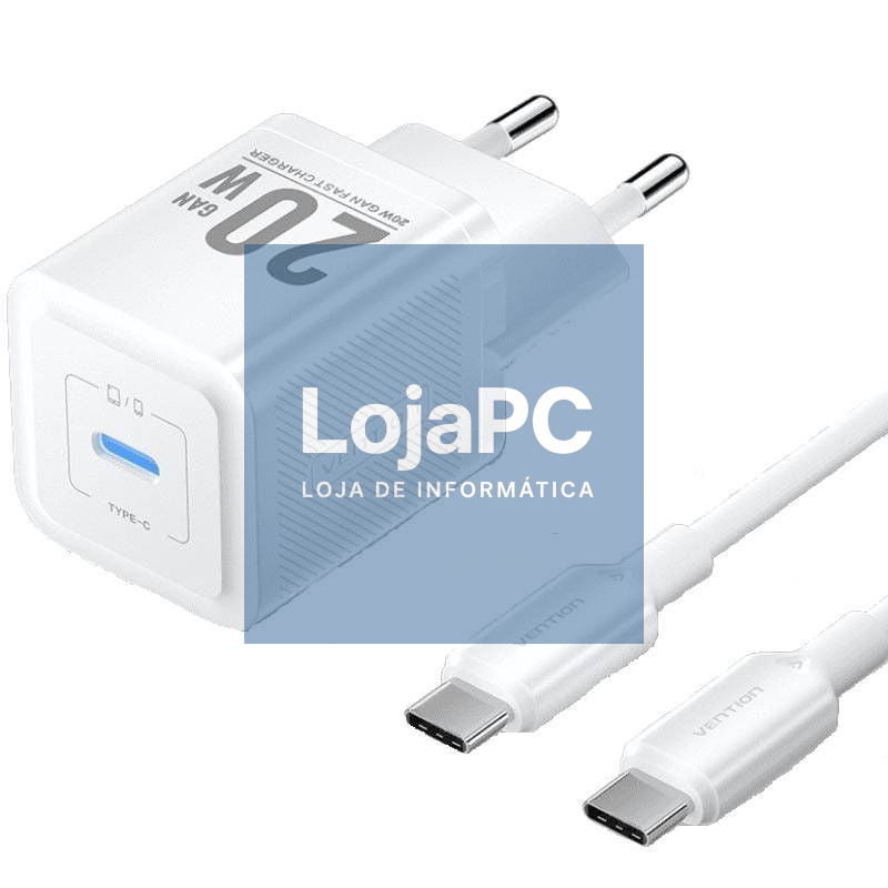 Carregador de parede GaN Vention TZ-FEPW0-EU-01/ 1xUSB Tipo-C + Cabo USB Tipo-C/ 20W