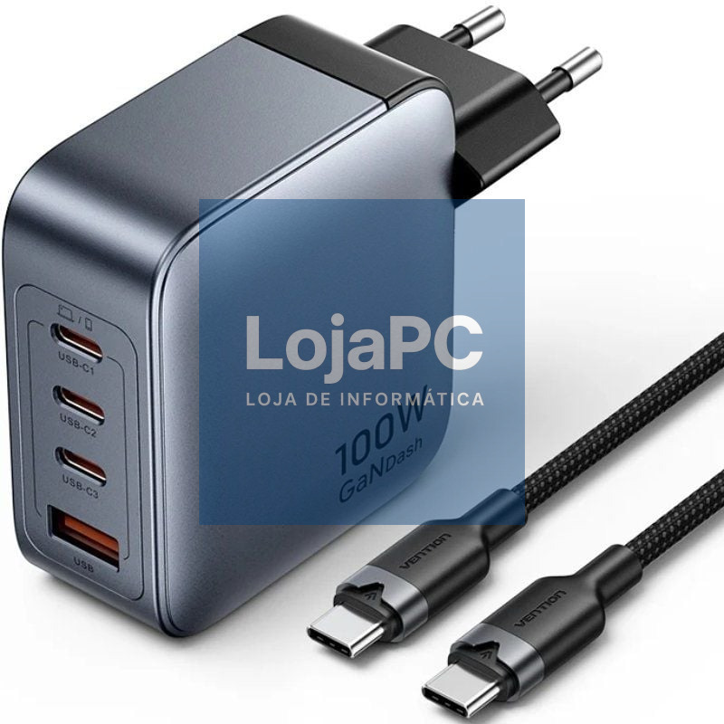 Carregador de parede GaN Vention TZ-FETH0-EU/ 3xUSB Tipo-C/ 1xUSB/ 100W