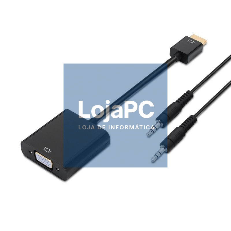 Conversor Aisens A122-0126/ HDMI Macho - VGA Fêmea/ Jack 3.5 Fêmea/ 10cm/ Preto