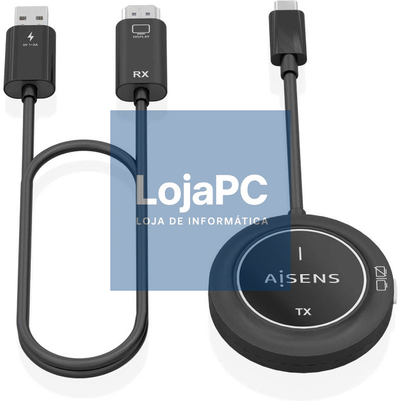 Adaptador/Transmisor de vídeo sem fios USB Tipo-C - HDMI Aisens ASWL-H2KC30M003-BK