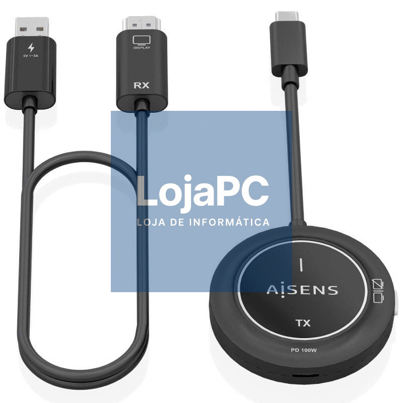 Adaptador/Transmisor de vídeo sem fios USB Tipo-C - HDMI Aisens ASWL-H2KC30M004-BK/ 100W