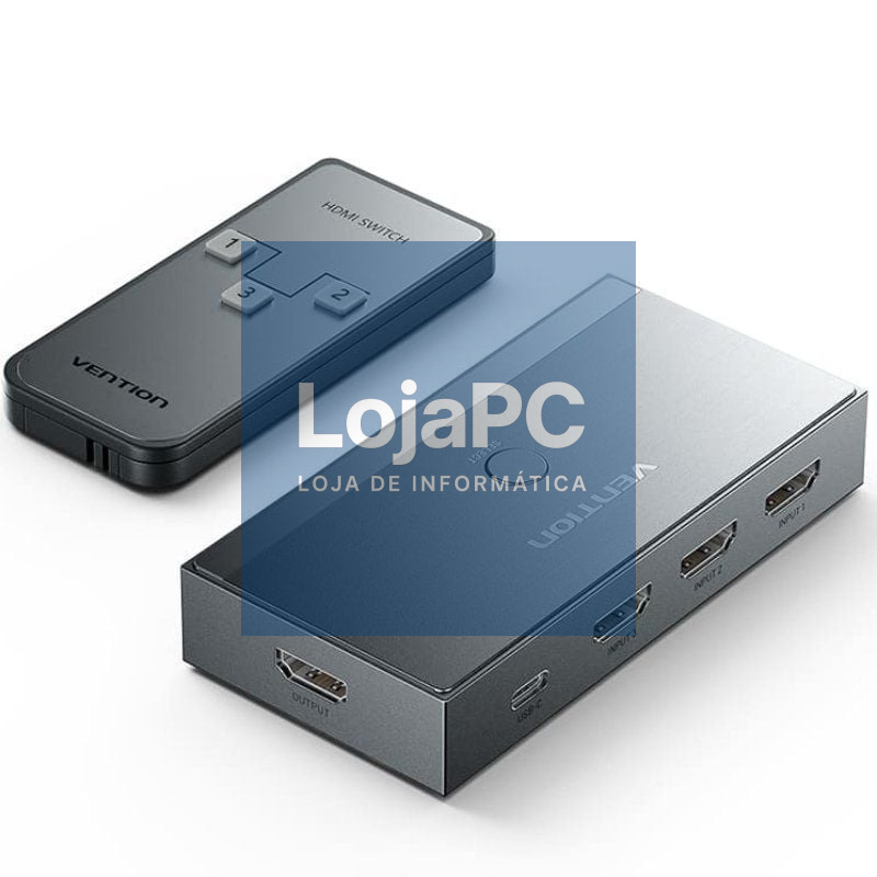 Switch Comutador 8K HDMI 2.1 Vention AKRH0 HDMI Fêmea/ 3x HDMI Fêmea/ 1x USB Tipo-C DP