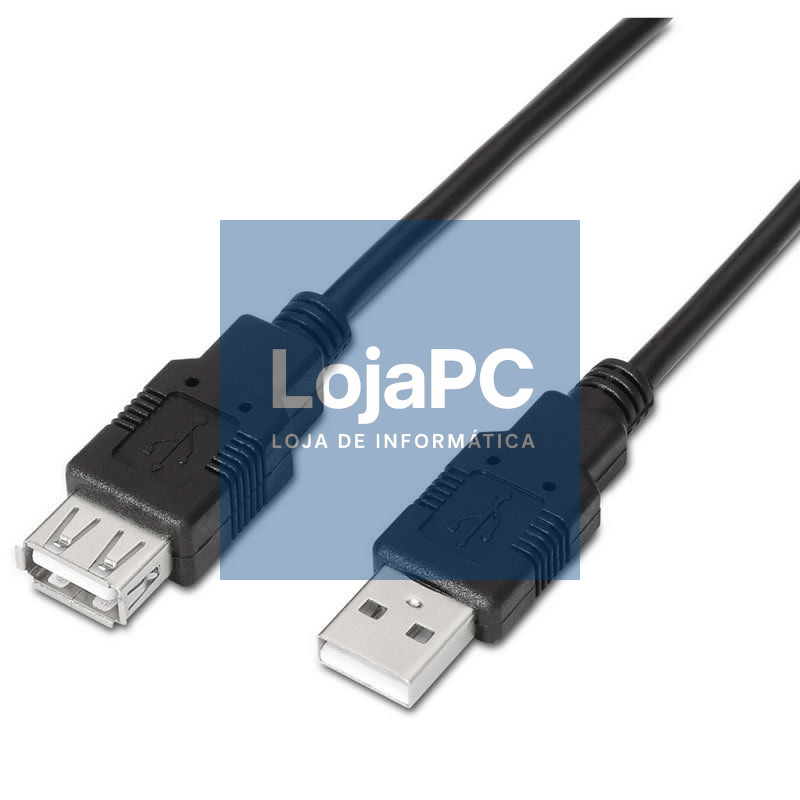 Cabo Extensão USB 2.0 Aisens A101-0016/ USB Macho - USB Fêmea/ até 2.5W/ 60Mbps/ 1.8m/ Preto