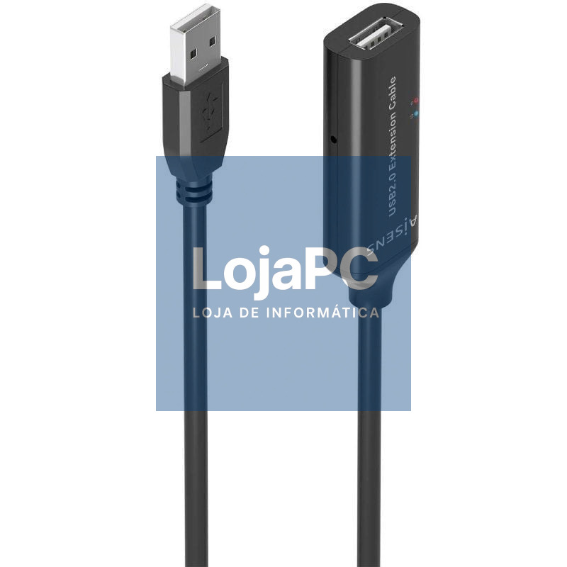 Cabo Extensão USB 2.0 Aisens A101-0915/ USB Macho - USB Fêmea/ 10m/ Preto