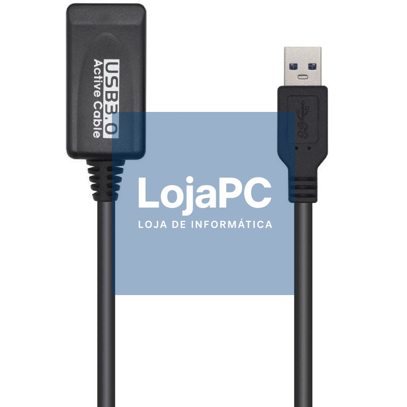 Cabo Extensão USB 3.0 com Amplificador Aisens A105-0525/ USB Macho - USB Fêmea/ até 9W/ 625Mbps/ 5m/ Preto