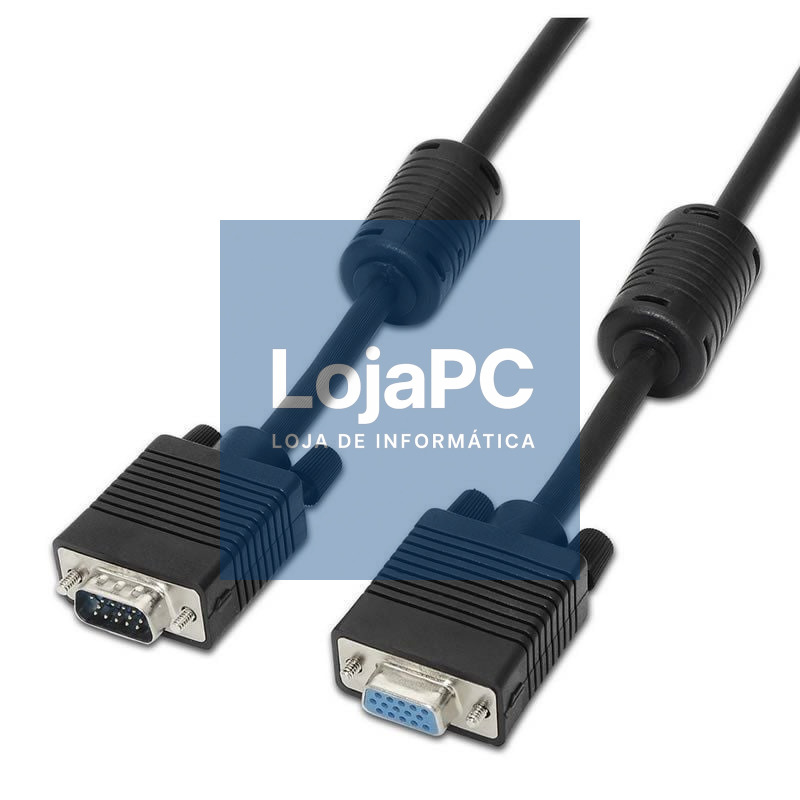 Cabo Extensão SVGA Aisens A113-0078/ VGA Macho - VGA Fêmea/ até 3W/ 10Mbps/ 1.8m/ Preto