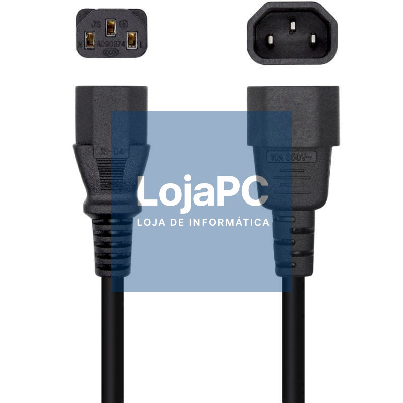 Cabo Alimentação Aisens A132-0466/ C13 Fêmea - C14 Macho/ até 1500W/ 3m/ Preto