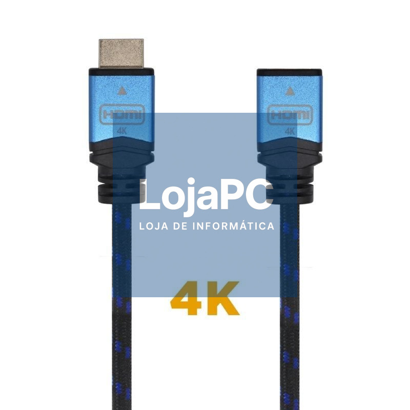 Cabo Extensão HDMI Aisens A120-0454/ HDMI Macho - HDMI Fêmea/ 3m/ Preto/ Azul