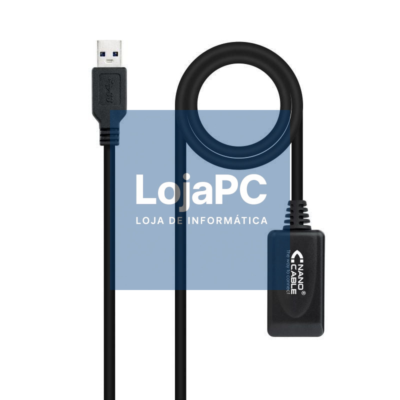 Cabo Extensão USB 3.0 com Amplificador Nanocable 10.01.0311/ USB Macho - USB Fêmea/ 5m/ Preto