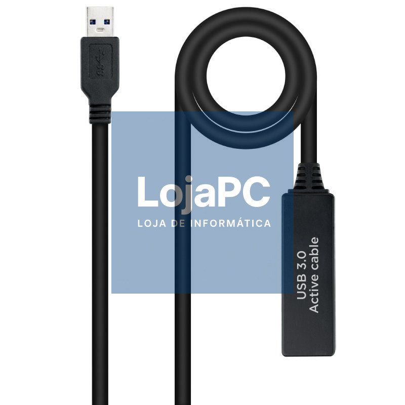 Cabo Extensão Amplificador USB 3.0 Nanocable 10.01.0312/ USB Macho - USB Fêmea/ 10m/ Preto