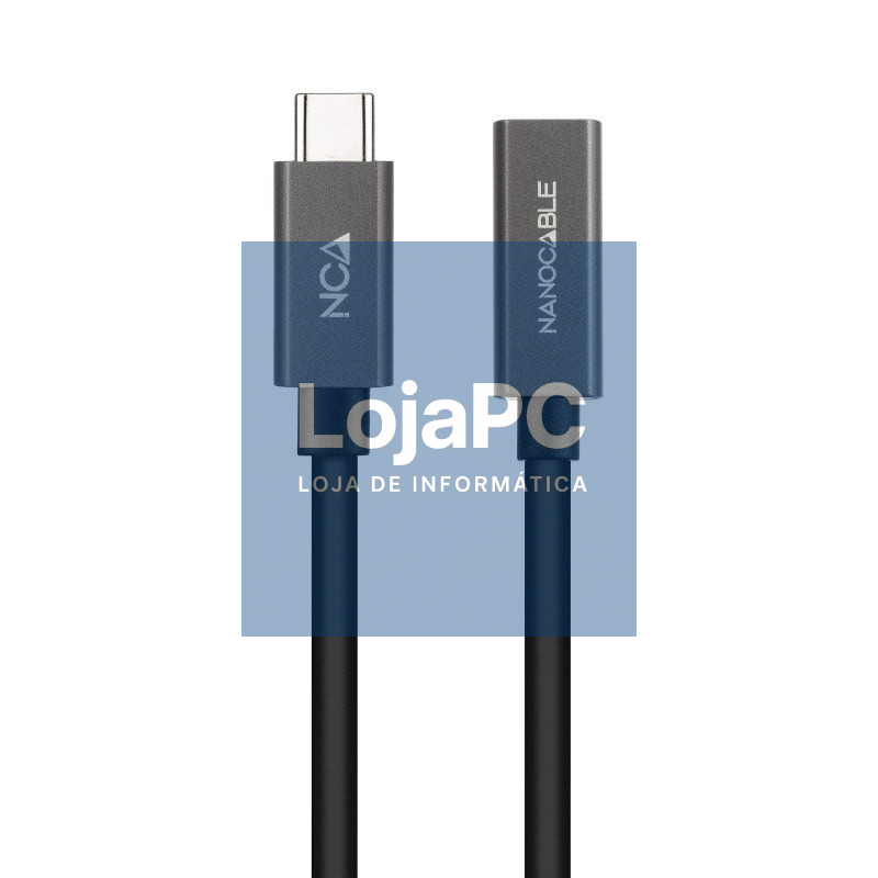 Cabo Extensão USB 3.2 Nanocable 10.01.4401/ USB Tipo-C Macho - USB Tipo-C Fêmea/ 1m/ Preto
