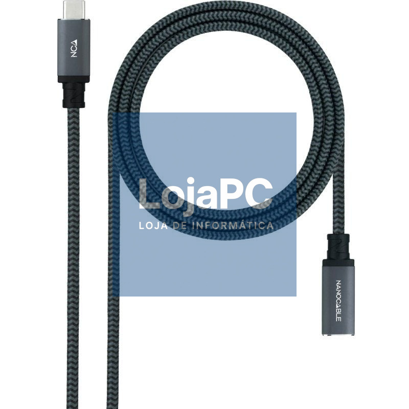 Cabo Extensão USB Tipo-C 3.2 Nanocable 10.01.4501-COMB/ USB Tipo-C Macho - USB Tipo-C Fêmea/ 1m/ Preto