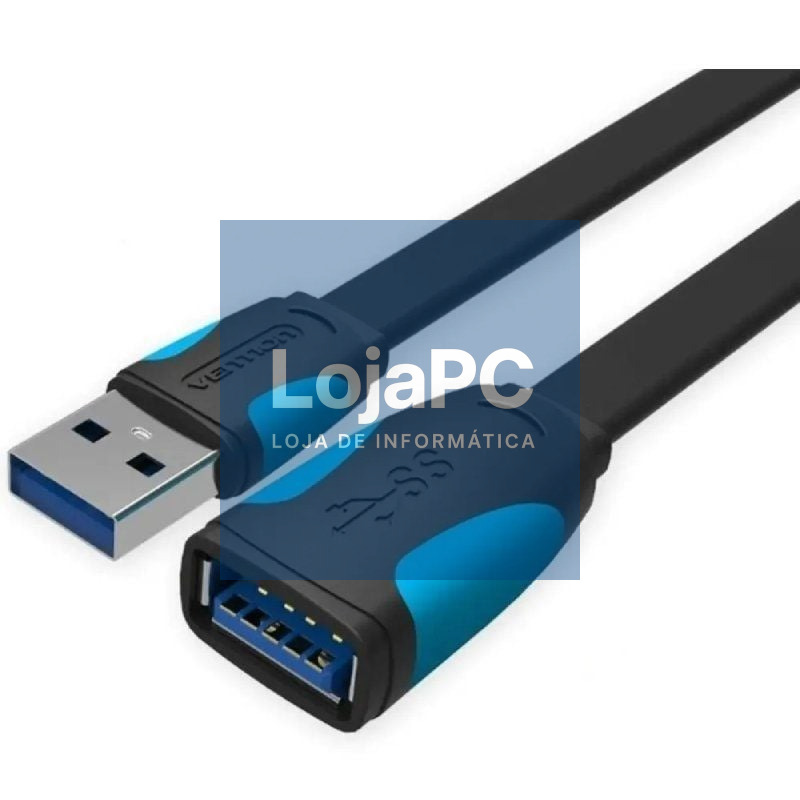 Cabo Extensão USB 3.0 Vention VAS-A13-B200/ USB Macho - USB Fêmea/ 5Gbps/ 2m/ Preto y Azul