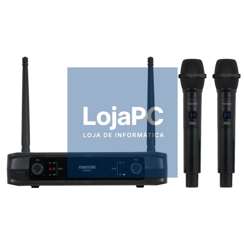 Microfone sem fios Duplo Mano UHF Fonestar SONAIR-2M/ inclui Receptor