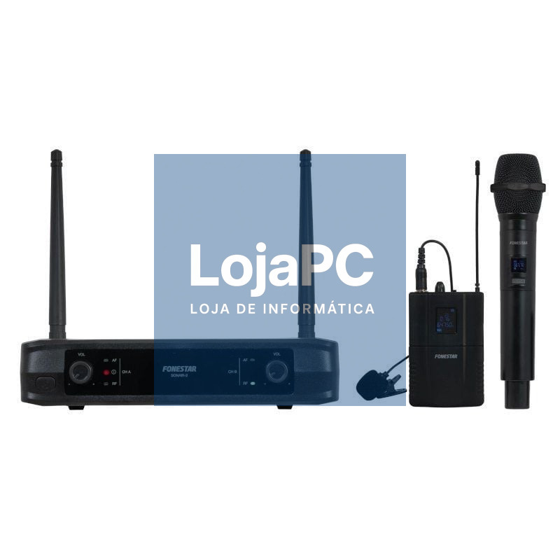 Microfone sem fios Duplo Mano y Petaca UHF Fonestar SONAIR-2MP/ inclui Receptor