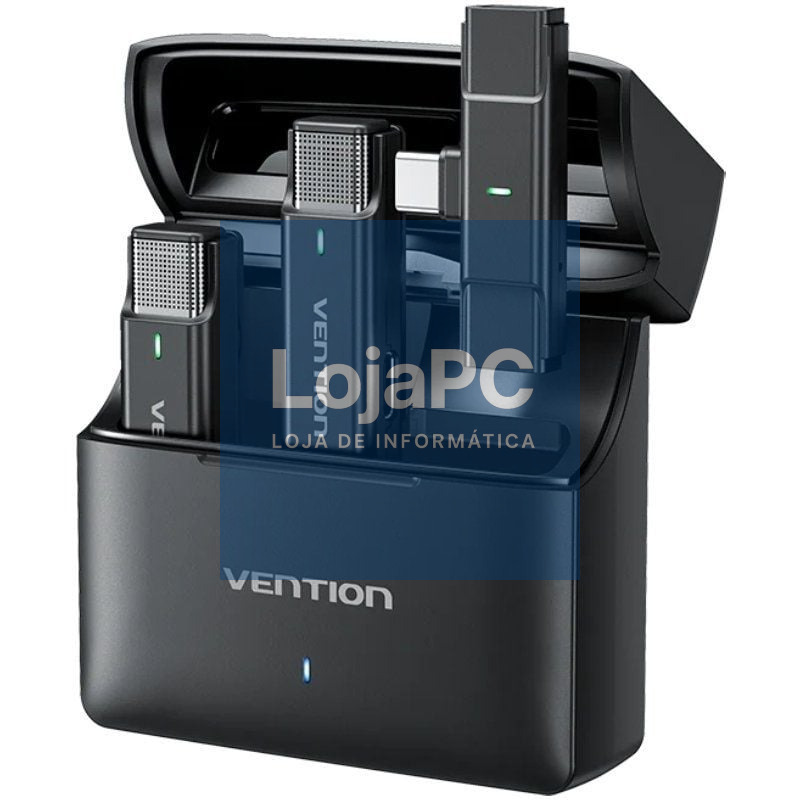 Microfone sem fios com Clip Vention NCAB0/ USB Tipo-C/ inclui Receptor/ 2 unidades