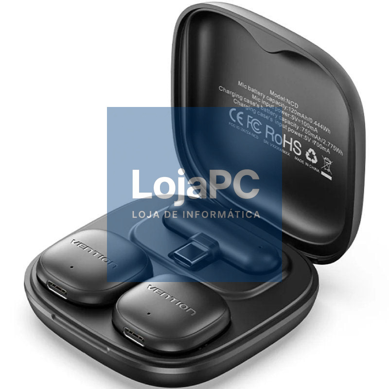 Microfone sem fios com Clip Vention Lavalier NCDB0/ USB Tipo-C/ Lightning/ inclui Receptor/ 2 unidades