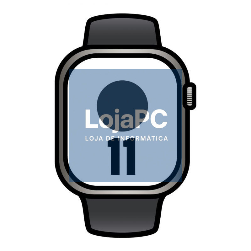 Apple Watch Series 11/ GPS/ Cellular/ 42mm/ Titânio Natural/ Correia Desportiva Preta (M/L)