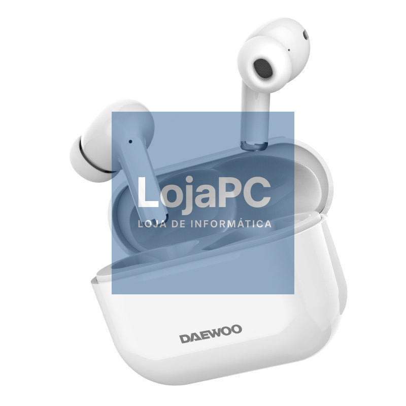 Auscultadores Bluetooth Daewoo DW2002 com estojo de carga/ Autonomia 6h/ Brancos