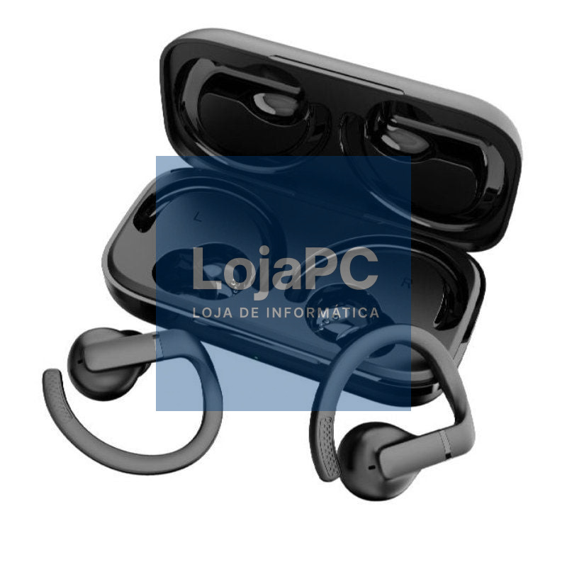 Auscultadores Deportivos Bluetooth Daewoo DW2003 com estojo de carga/ Autonomia 8h/ Pretos