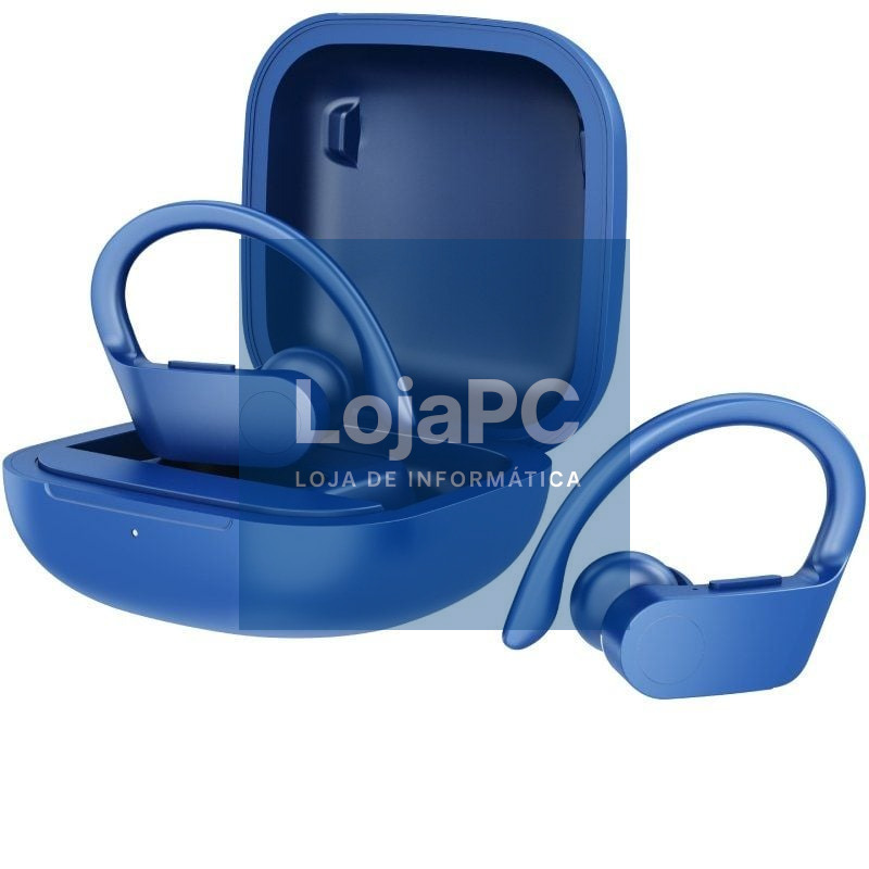 Auscultadores Deportivos Bluetooth Daewoo DW2024 com estojo de carga/ Autonomia 5h/ Azuis