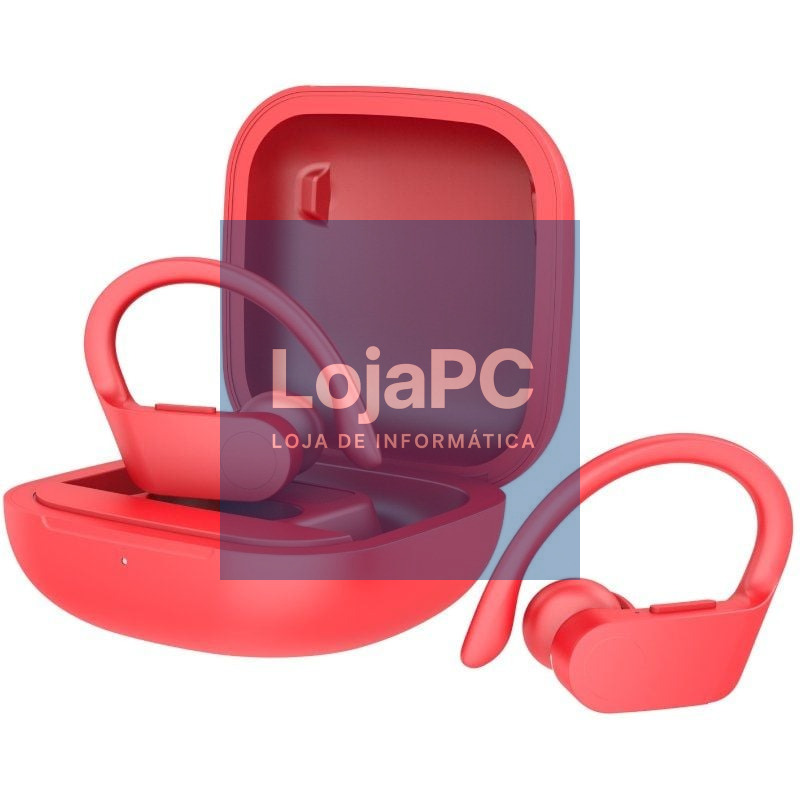 Auscultadores Deportivos Bluetooth Daewoo DW2025 com estojo de carga/ Autonomia 5h/ Rojos