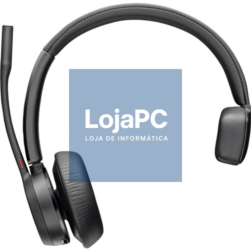 Auscultador sem fios Poly Voyager 4310 + Adaptador BT700 + Base de Carga/ com Microfone/ Bluetooth/ Preto