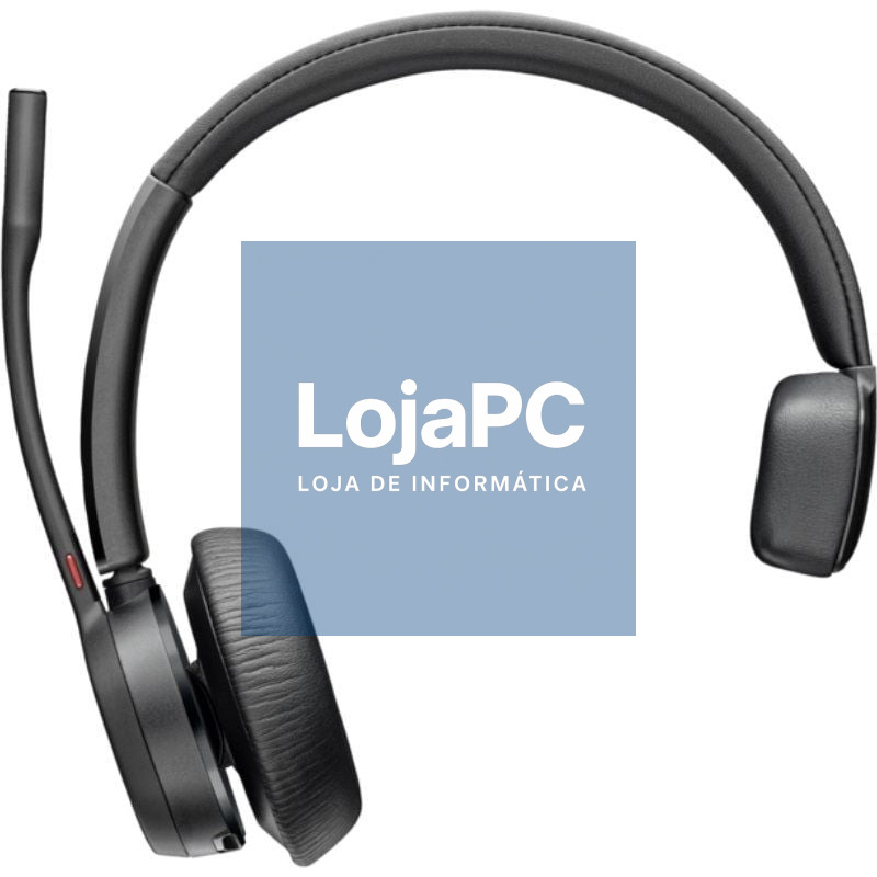 Auscultador sem fios Poly Voyager 4310 + Adaptador BT700 + Base de Carga/ com Microfone/ Bluetooth/ Preto