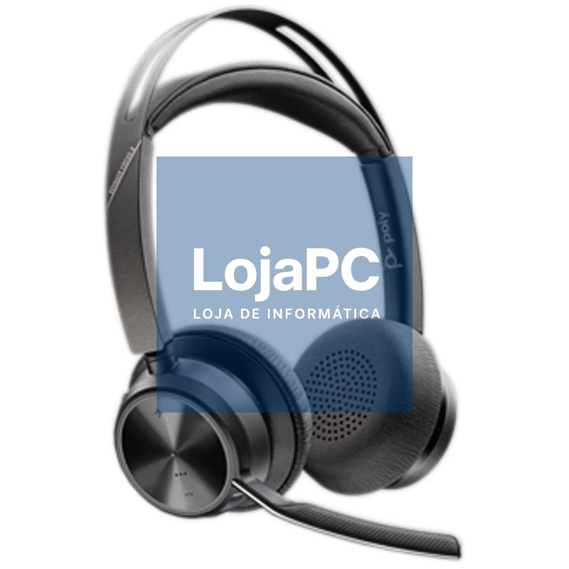 Auscultadores Sem Fios PolyVoyager Focus 2 USB-C-C + Adaptador USB-C/A/ com Microfone/ Bluetooth/ Pretos