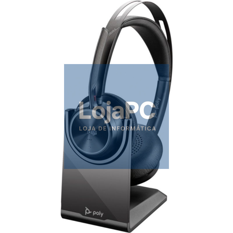 Auscultadores Sem Fios Poly Voyager Focus 2 Microsoft Teams + Adaptador USB-C-A + Suporte de Carga/ com Microfone/ Bluetooth/ Pretos