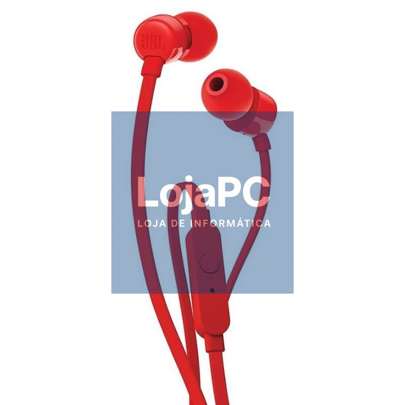 Auscultadores Intrauditivos JBL T110/ com Microfone/ Jack 3.5/ Rojos