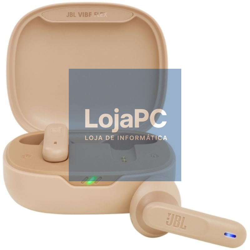 Auscultadores Bluetooth JBL Vibe Flex com estojo de carga/ Autonomia 8h/ Beige