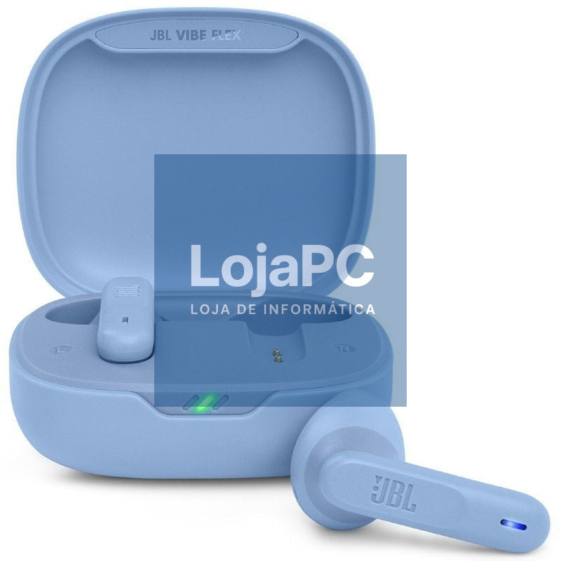 Auscultadores Bluetooth JBL Vibe Flex com estojo de carga/ Autonomia 8h/ Azul