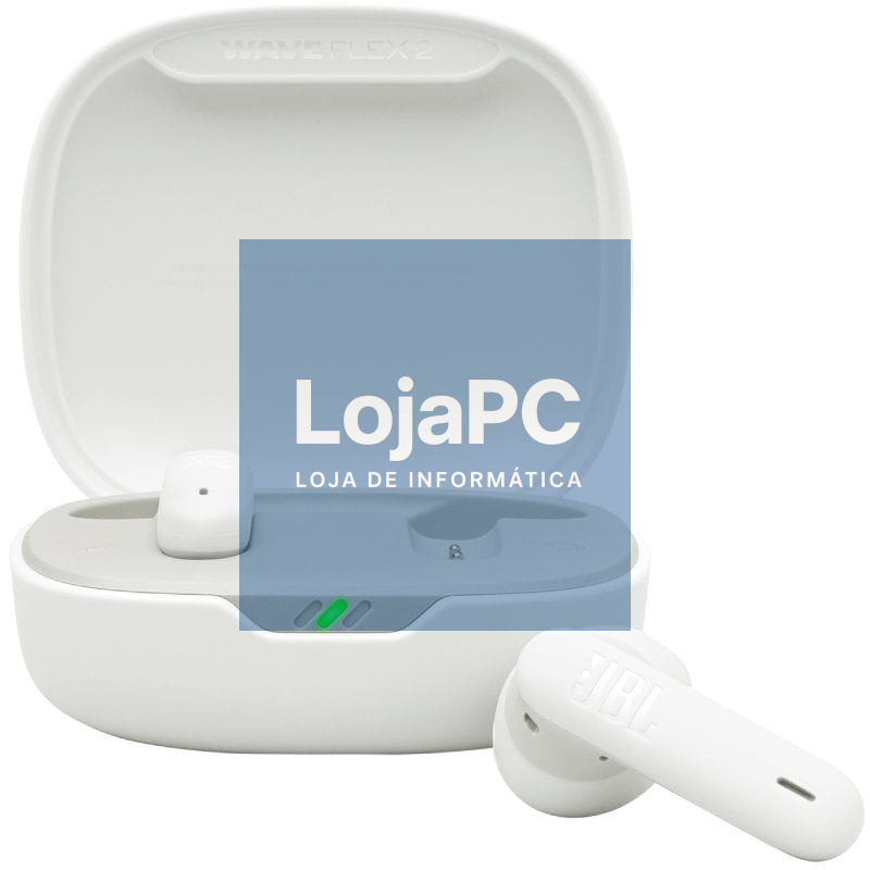 Auscultadores Bluetooth JBL Wave Flex 2 com estojo de carga/ Autonomia 10h/ Brancos