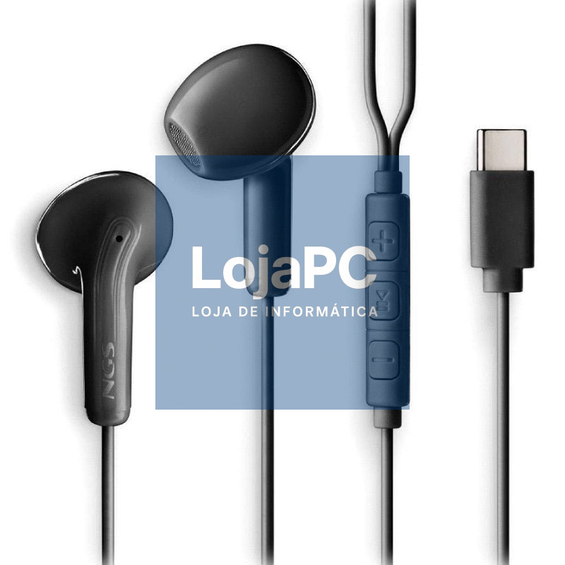 Auscultadores Intrauditivos NGS Cross Glide/ com Microfone/ USB Tipo-C/ Pretos