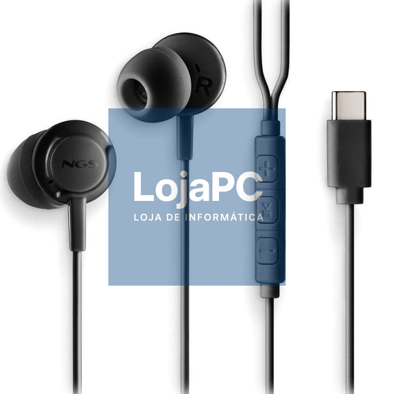 Auscultadores Intrauditivos NGS Cross Step/ com Microfone/ USB Tipo-C/ Pretos