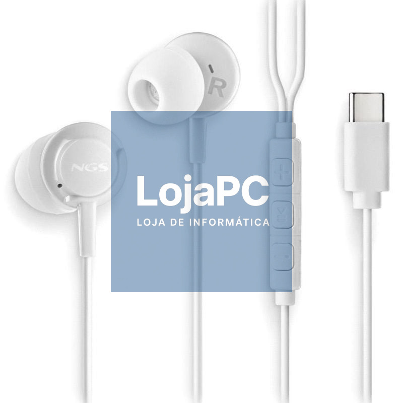 Auscultadores Intrauditivos NGS Cross Step/ com Microfone/ USB Tipo-C/ Brancos