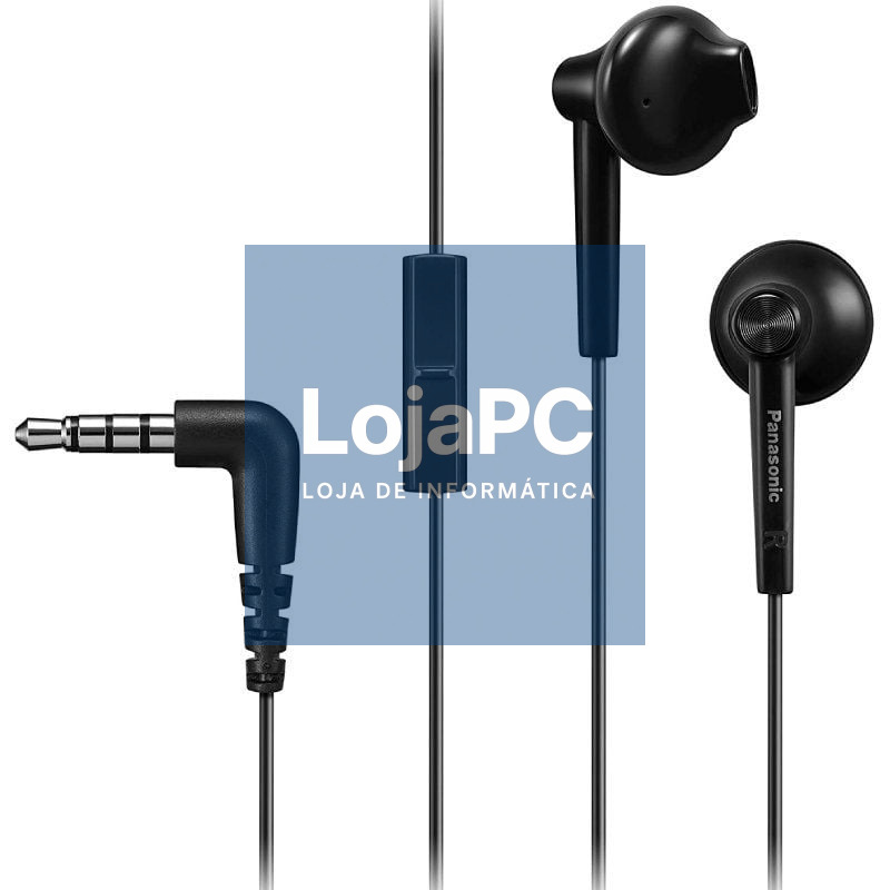 Auscultadores Intrauditivos Panasonic RP-TCM55/ com Microfone/ Jack 3.5/ Pretos