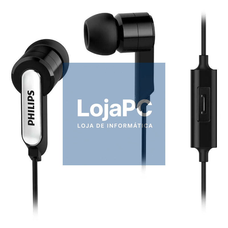 Auscultadores Intrauditivos Philips SHE1405/10/ com Microfone/ Jack 3.5/ Pretos