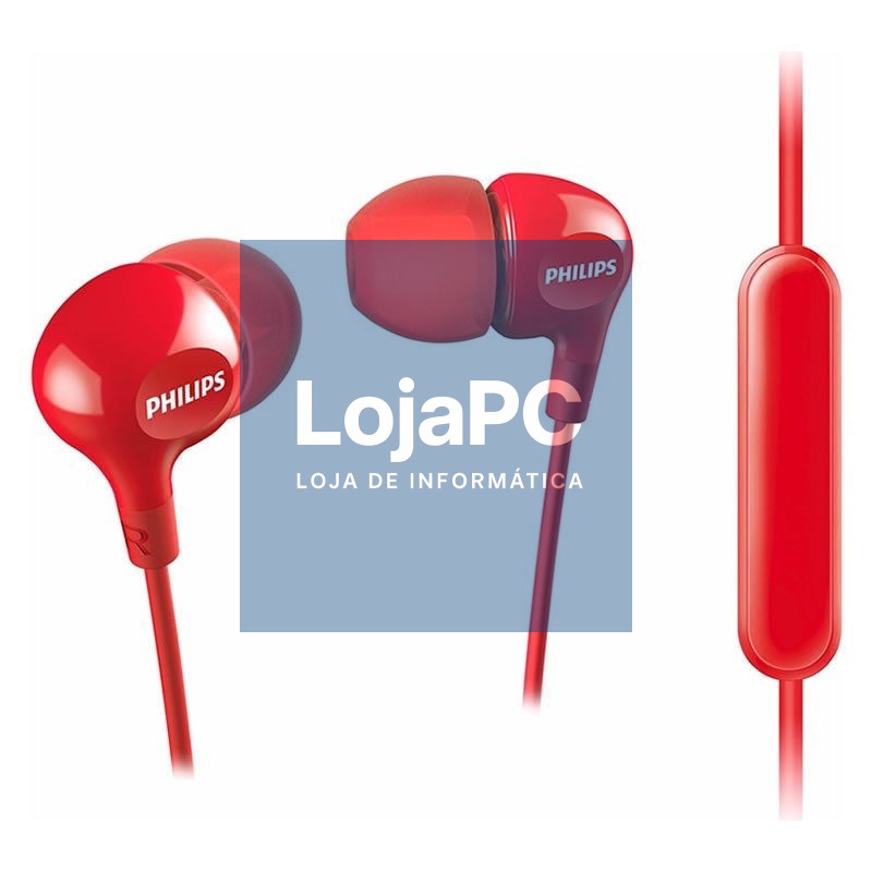 Auscultadores Intrauditivos Philips SHE3555/ com Microfone/ Jack 3.5/ Rojos