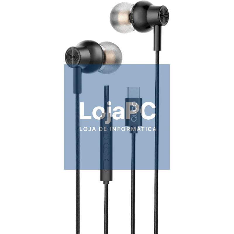 Auscultadores Intrauditivos Qubo AU-300C/ com Microfone/ USB Tipo-C/ Pretos