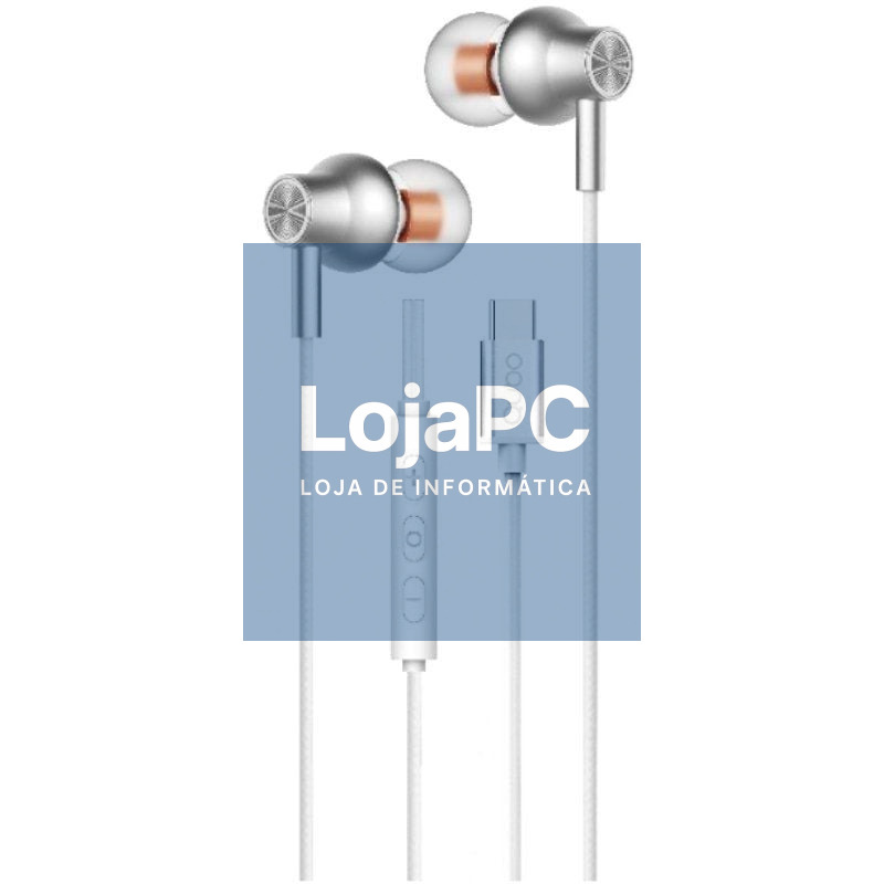 Auscultadores Intrauditivos Qubo AU-300C/ com Microfone/ USB Tipo-C/ Brancos