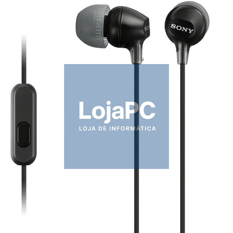 Auscultadores Intrauditivos Sony MDR-EX15AP/ com Microfone/ Jack 3.5/ Pretos