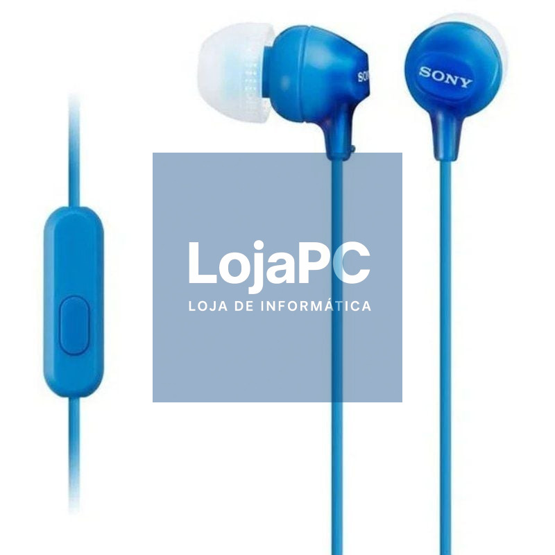 Auscultadores Intrauditivos Sony MDR-EX15APLI/ com Microfone/ Jack 3.5/ Azuis