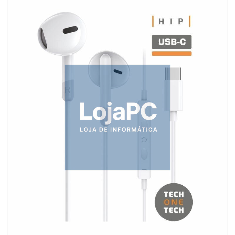 Auscultadores Intrauditivos Tech One Tech earTECH TEC1301/ com Microfone/ USB Tipo-C/ Brancos