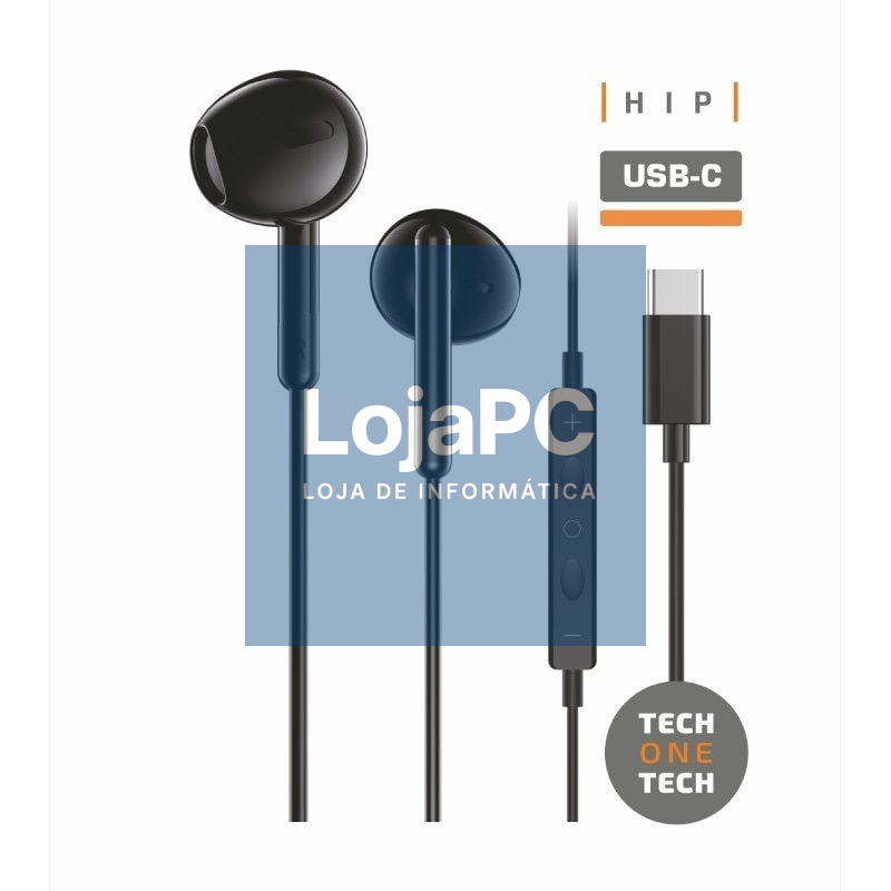 Auscultadores Intrauditivos Tech One Tech earTECH TEC1302/ com Microfone/ USB Tipo-C/ Pretos