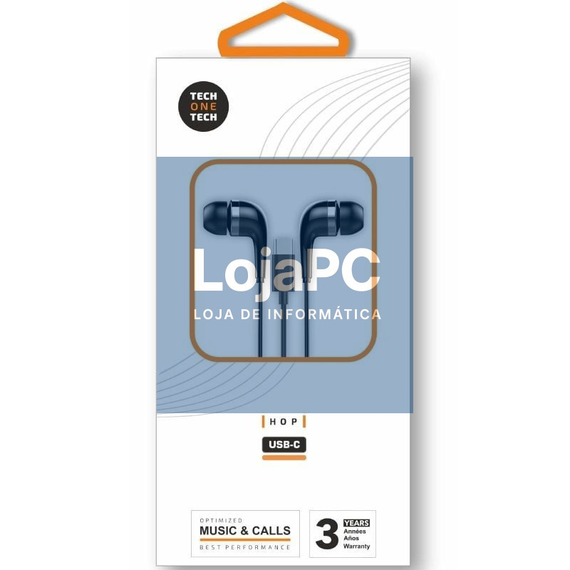 Auscultadores Intrauditivos Tech One Tech earTECH TEC1305/ com Microfone/ USB Tipo-C/ Pretos